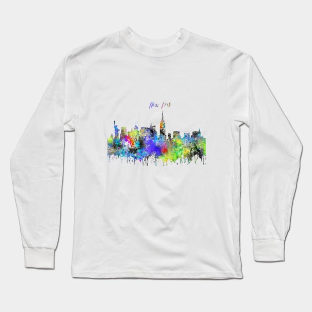 New York Long Sleeve T-Shirt by RosaliArt